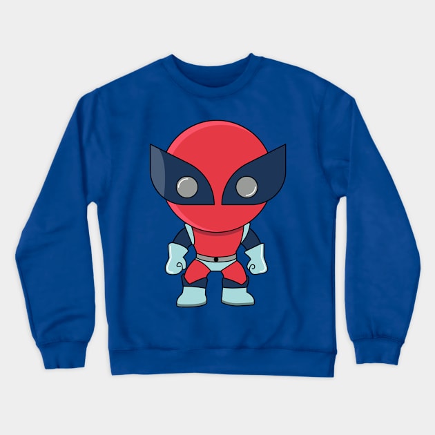 cute superhero in red and blue costume Crewneck Sweatshirt by maricetak